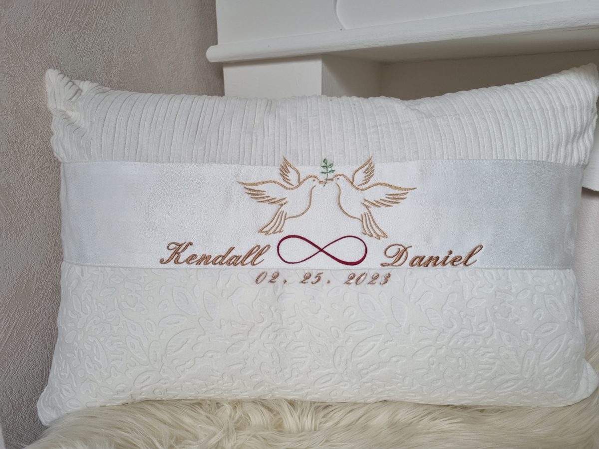 2x Hochzeitskissen Für Ringträger - Weiß Mit Strass Und Schleife