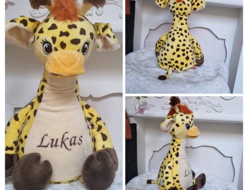 Kuschel-Giraffe für Lukas