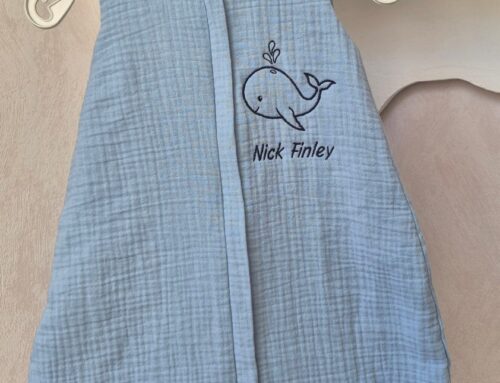 Ein personalisierter Musselin-Schlafsack für Nick Finley 🐳